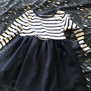 Size 18 mo Old Navy white-navy striped dress with tulle skirt